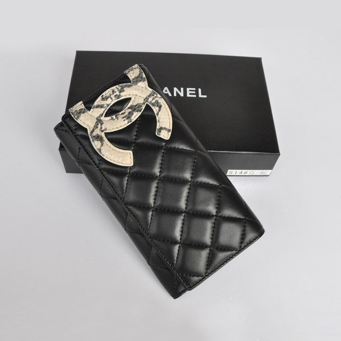 Chanel Snake CC logo Bi-Fold Wallet A514 in Black