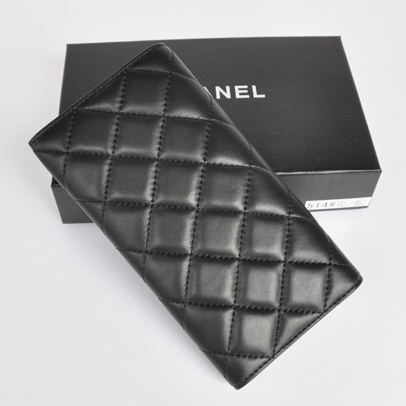 Chanel Snake CC logo Bi-Fold Wallet A514 in Black