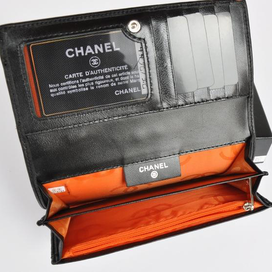 Chanel Snake CC logo Bi-Fold Wallet A514 in Black