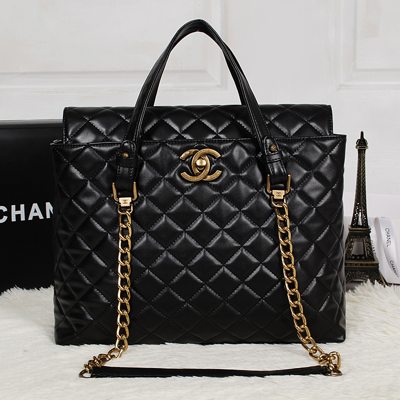 Chanel Tote Shoulder Bag Cowhide leather 47480 Black