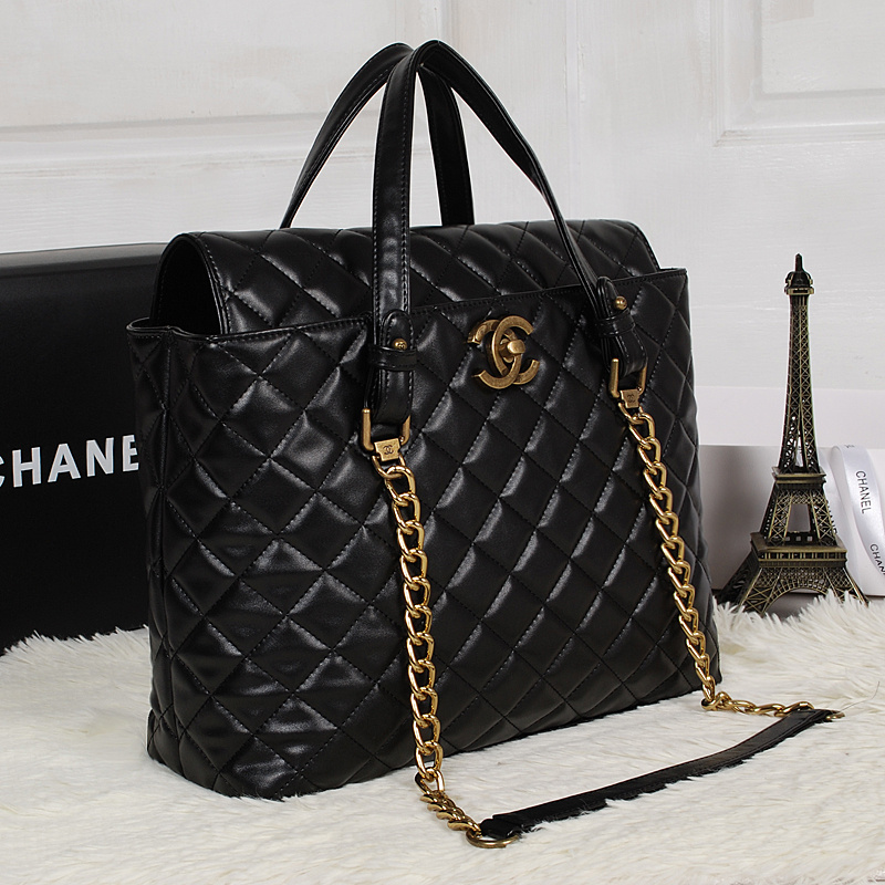 Chanel Tote Shoulder Bag Cowhide leather 47480 Black