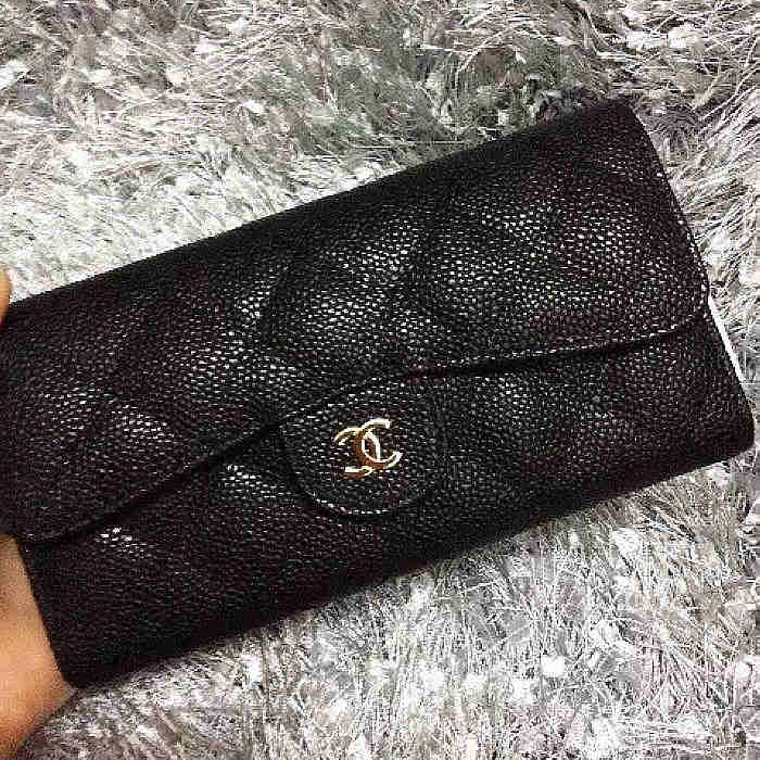 Chanel Tri-Fold Wallet Black Original Caviar leather A31506