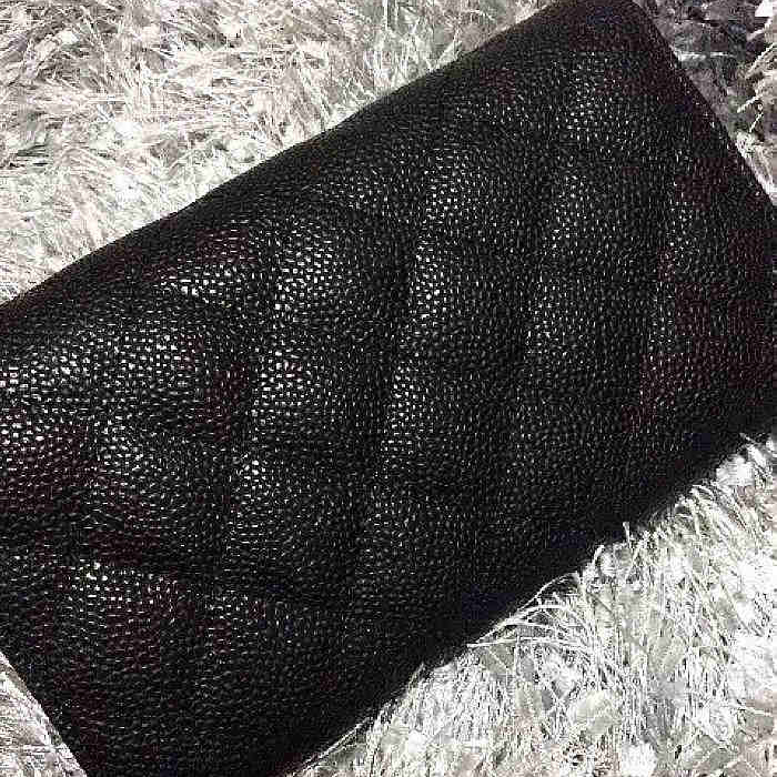 Chanel Tri-Fold Wallet Black Original Caviar leather A31506