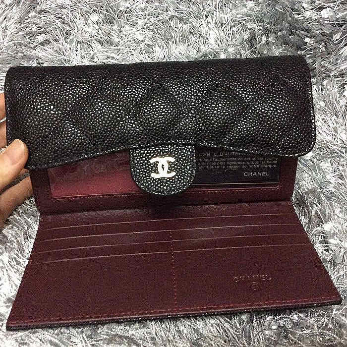 Chanel Tri-Fold Wallet Black Original Caviar leather A31506