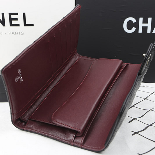 Chanel Tri-Fold Wallet Black Original Caviar leather A31506 Silver