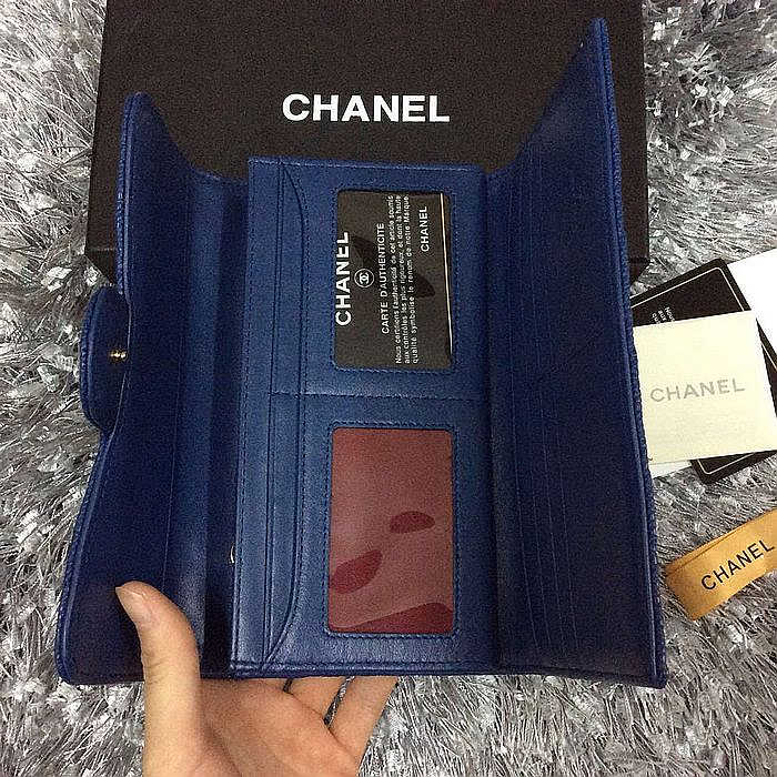 Chanel Tri-Fold Wallet Blue Original Caviar leather A31506