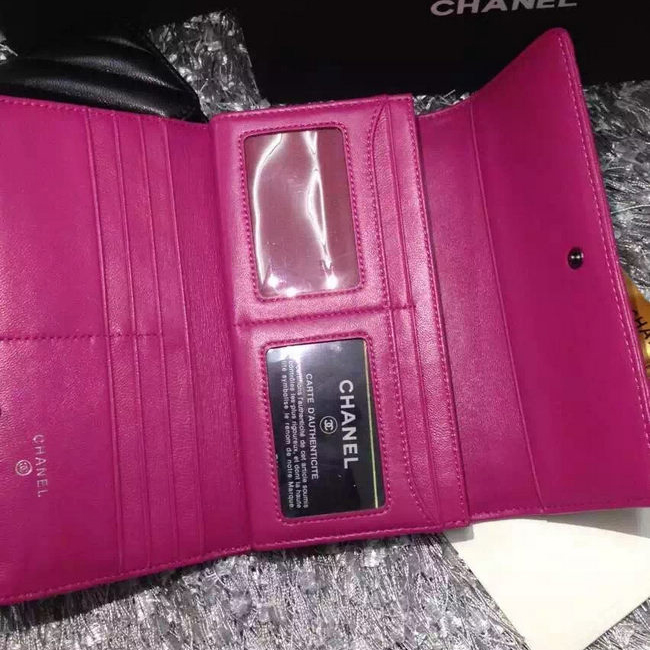 Chanel Tri-Fold Wallet Sheepskin Leather A80468 Rose