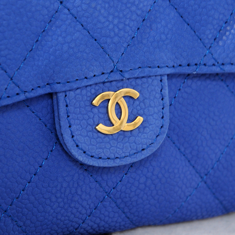 Chanel Tri-Fold Wallet in Original Cannage Pattern Nubuck Leather C007 Blue