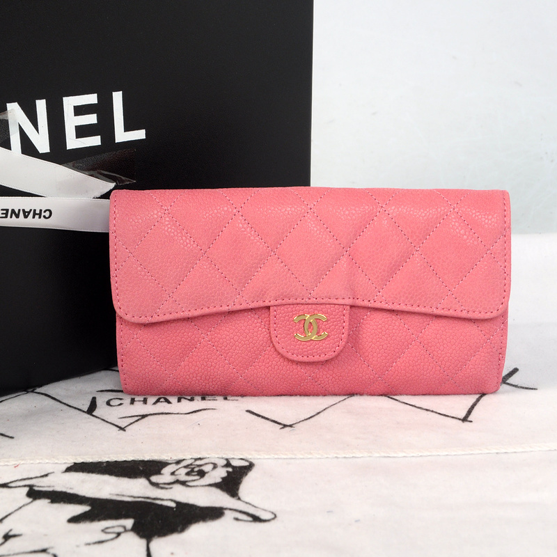 Chanel Tri-Fold Wallet in Original Cannage Pattern Nubuck Leather C007 Pink