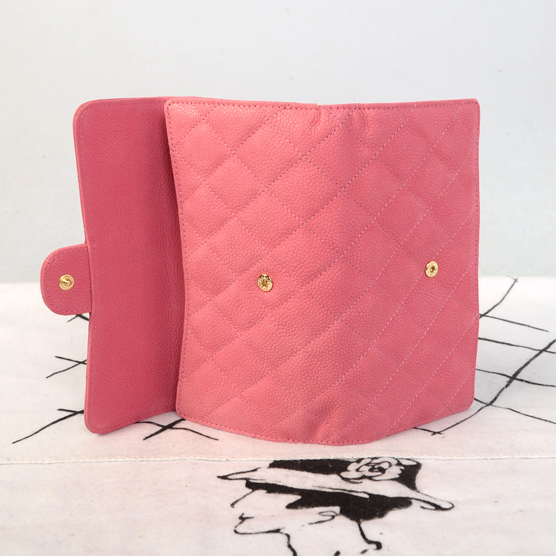 Chanel Tri-Fold Wallet in Original Cannage Pattern Nubuck Leather C007 Pink