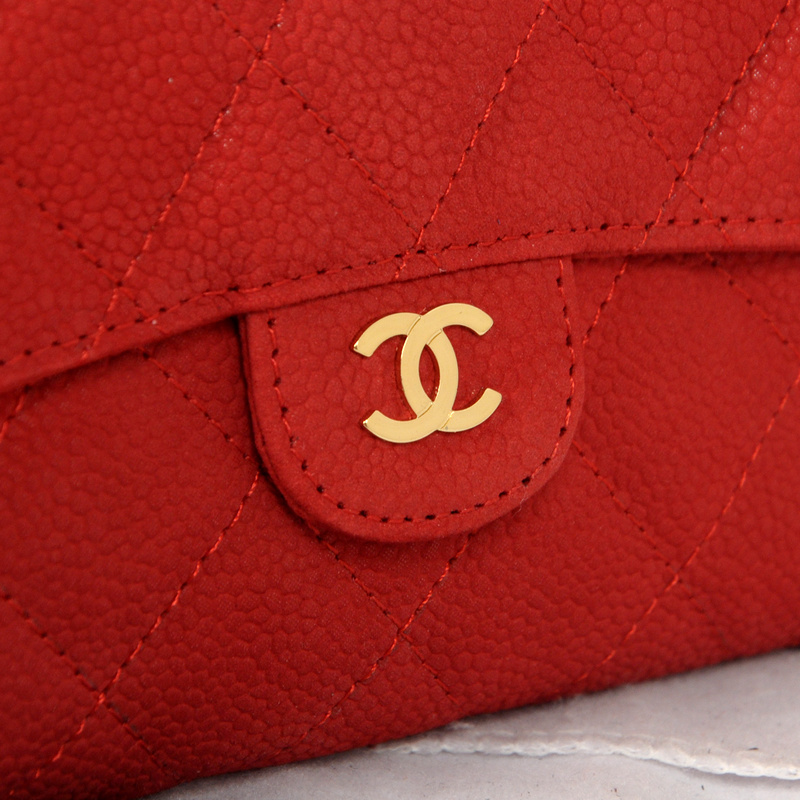 Chanel Tri-Fold Wallet in Original Cannage Pattern Nubuck Leather C007 Red