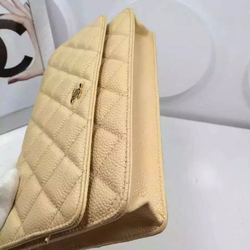 Chanel WOC mini Flap Bag Apricot Original Caviar leather A33808