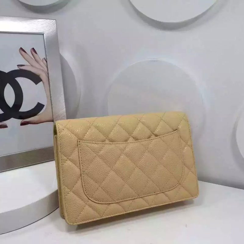 Chanel WOC mini Flap Bag Apricot Original Caviar leather A33808