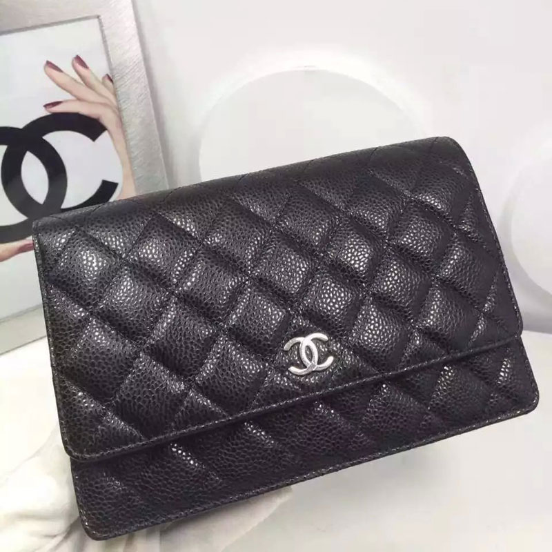 Chanel WOC mini Flap Bag Black Original Caviar leather A33808