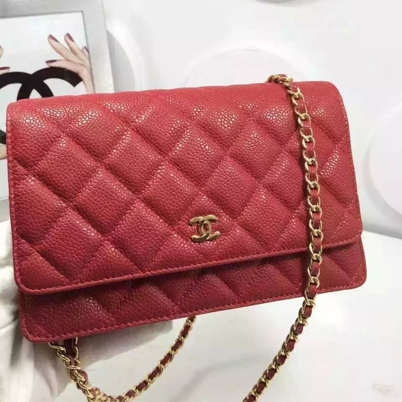 Chanel WOC mini Flap Bag Burgundy Original Caviar leather A33808