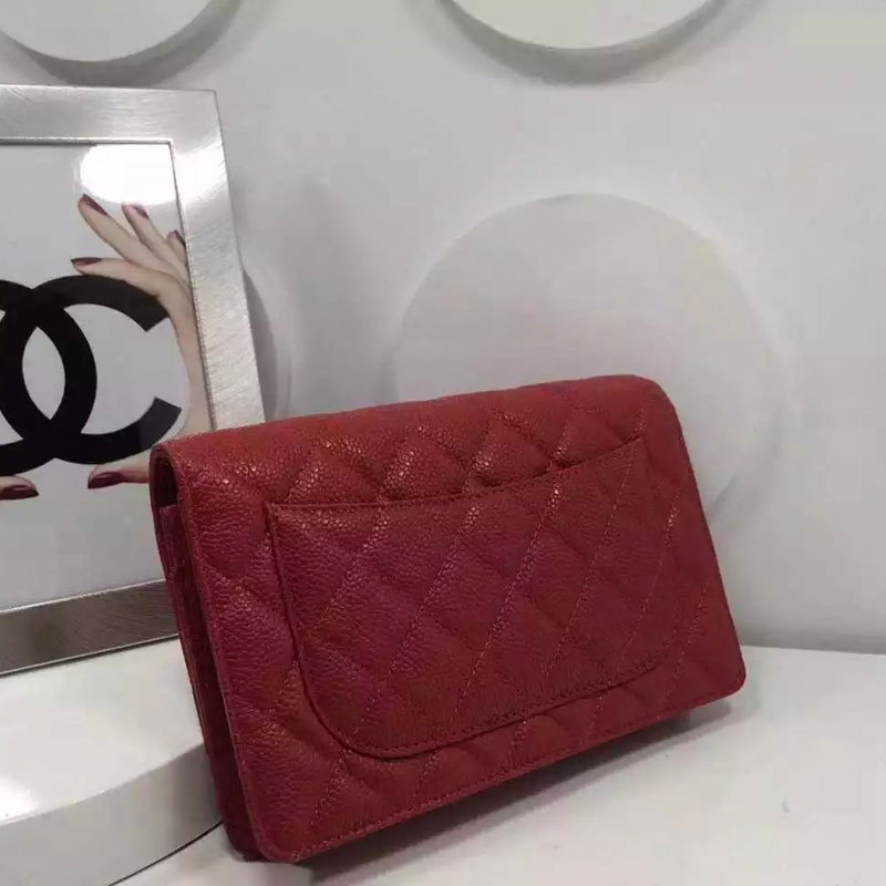 Chanel WOC mini Flap Bag Burgundy Original Caviar leather A33808