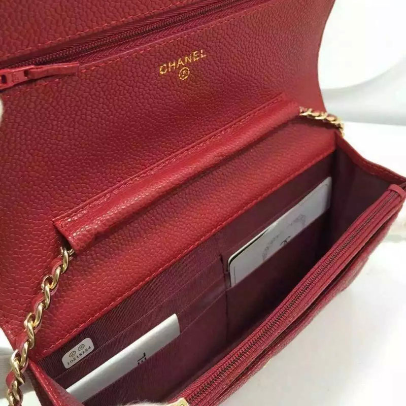 Chanel WOC mini Flap Bag Burgundy Original Caviar leather A33808