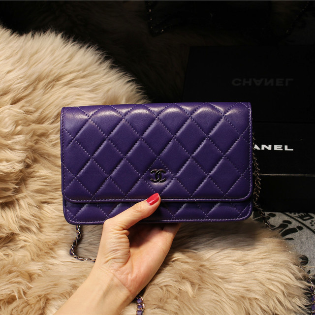 Chanel mini Flap Bag A31157 Purple Original Sheepskin Leather