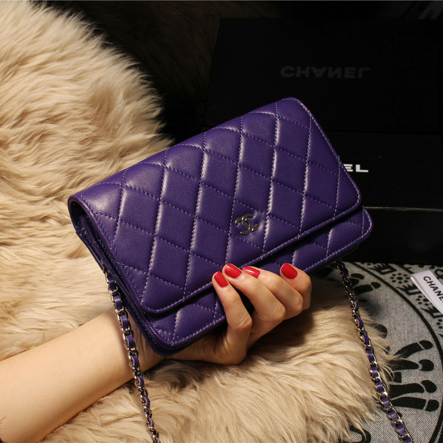 Chanel mini Flap Bag A31157 Purple Original Sheepskin Leather