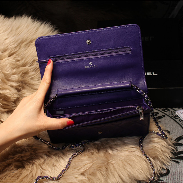 Chanel mini Flap Bag A31157 Purple Original Sheepskin Leather