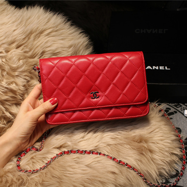 Chanel mini Flap Bag A31157 Red Original Sheepskin Leather