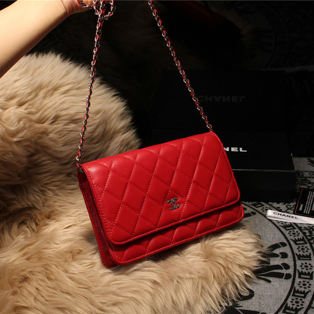 Chanel mini Flap Bag A31157 Red Original Sheepskin Leather