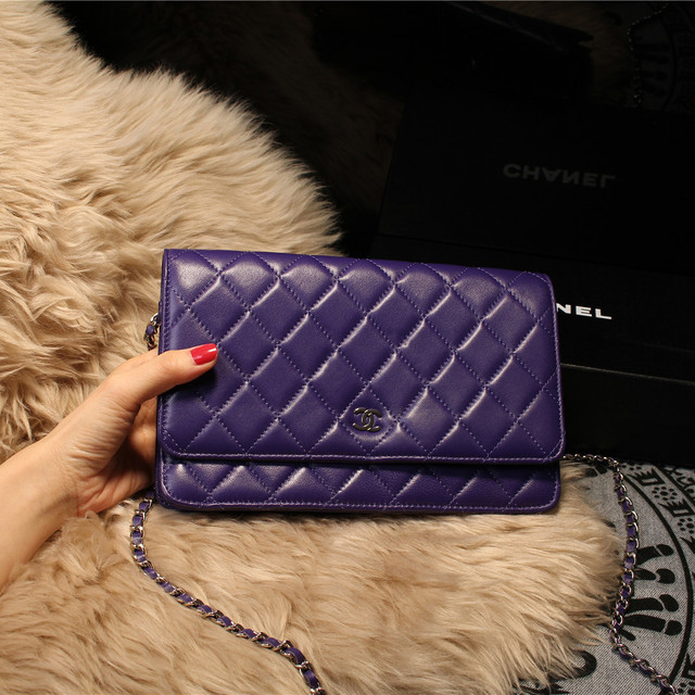 Chanel mini Flap Bag A31158 Purple Original Sheepskin Leather