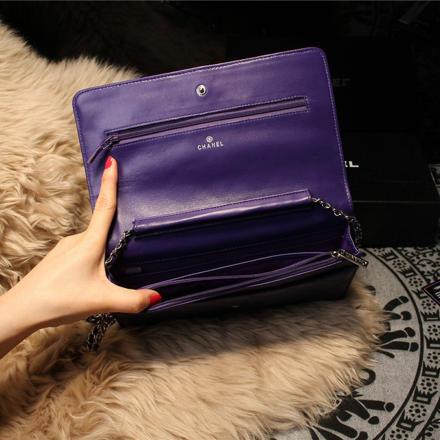 Chanel mini Flap Bag A31158 Purple Original Sheepskin Leather