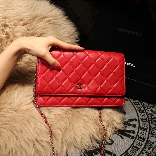 Chanel mini Flap Bag A31158 Red Original Sheepskin Leather