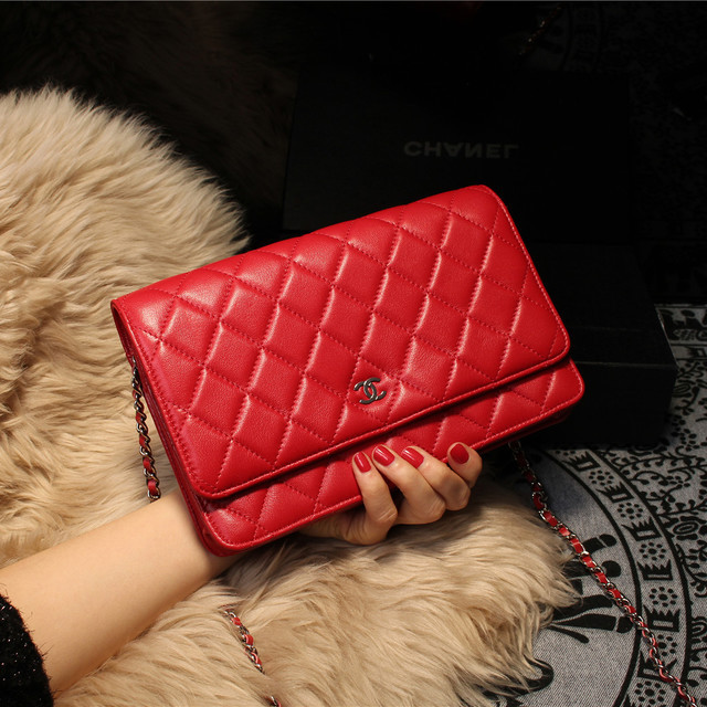 Chanel mini Flap Bag A31158 Red Original Sheepskin Leather