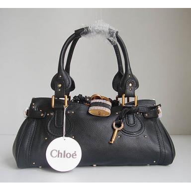 Chloe 50831 Black Leather Bag with Sparkle Lock