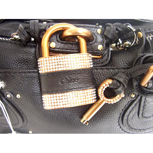 Chloe 50831 Black Leather Bag with Sparkle Lock