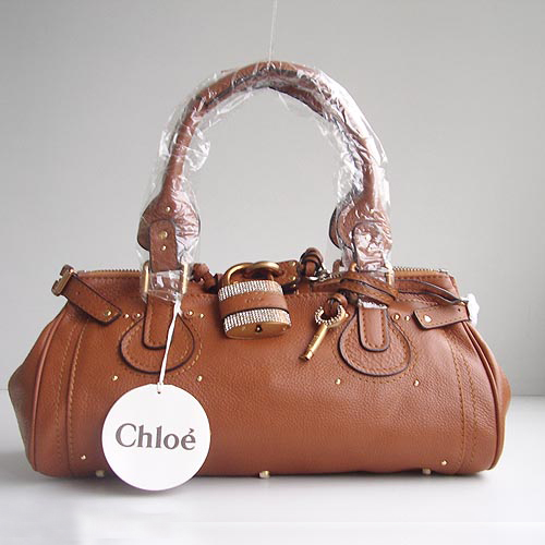 Chloe 50831 Deep Camel Leather Bag with Sparkle Lock