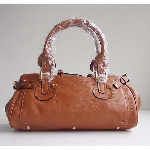 Chloe 50831 Deep Camel Leather Bag with Sparkle Lock