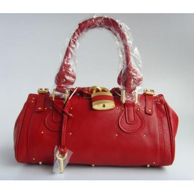 Chloe 50831 Red paddington tote leather Paddington bag