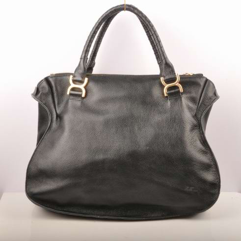 Chloe Marcie Large Shoulder Bag Brown Horsehair 90363 Black