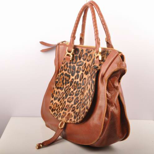 Chloe Marcie Large Shoulder Bag Brown Horsehair 90363 Brown