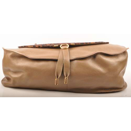 Chloe Marcie Large Shoulder Bag Brown Horsehair 90363 Khaki