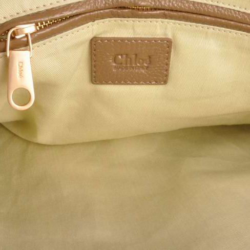 Chloe Marcie Large Shoulder Bag Brown Horsehair 90363 Khaki