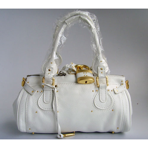 Chloe Paddington Bag With Bronze Padlock White 50831