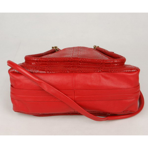 Chloe Paraty Juboo Shoulder Bags Snake Veins Leather Red 29885