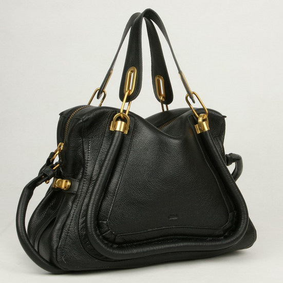 Chloe Paraty Shoulder Bags Calf Leather Black 29883