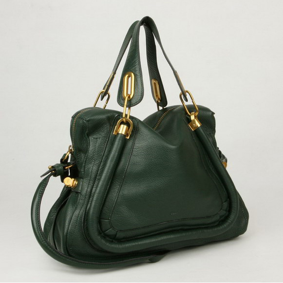 Chloe Paraty Shoulder Bags Calf Leather Deep Green 29883