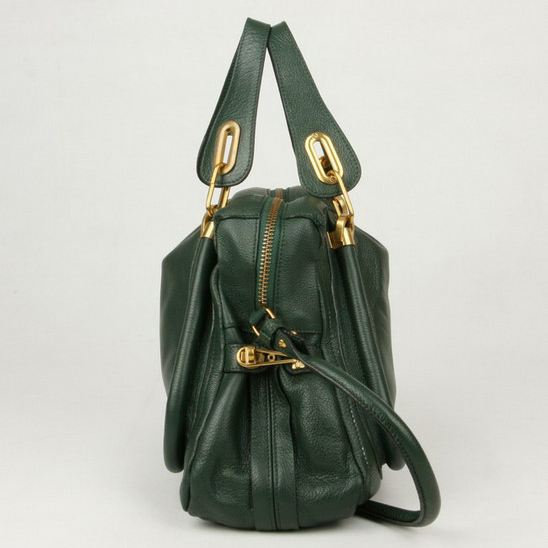 Chloe Paraty Shoulder Bags Calf Leather Deep Green 29883