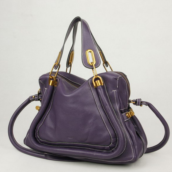 Chloe Paraty Shoulder Bags Calf Leather Purple 29883