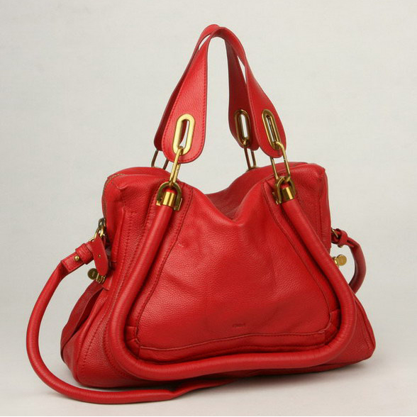 Chloe Paraty Shoulder Bags Calf Leather Red 29883