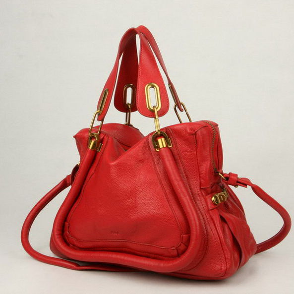 Chloe Paraty Shoulder Bags Calf Leather Red 29883