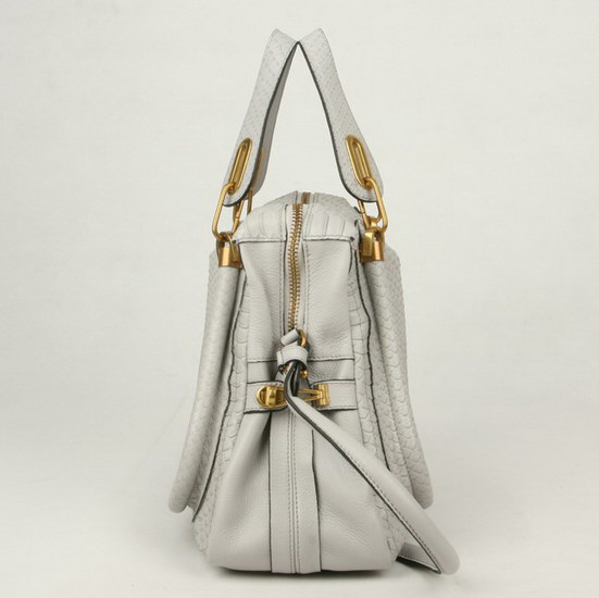 Chloe Paraty Shoulder Bags Snake Veins Leather Gray 29883