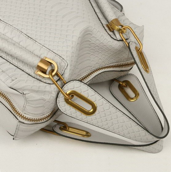 Chloe Paraty Shoulder Bags Snake Veins Leather Gray 29883