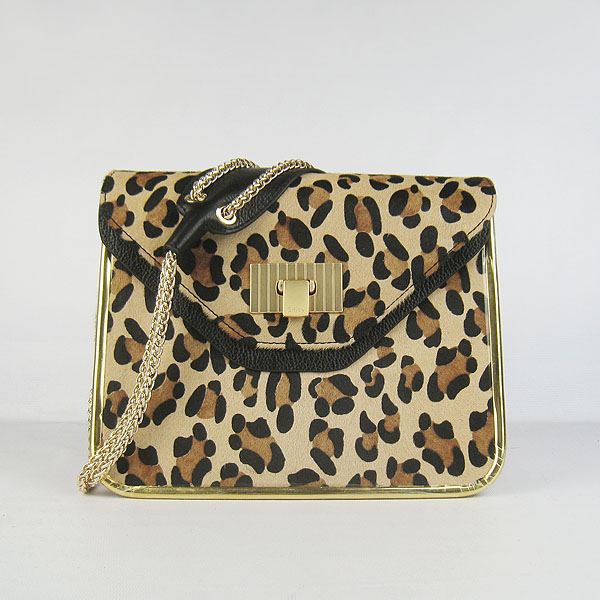 Chloe Sally Pony Hair Satchel Leopard 50898 apricot